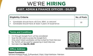 job alert today, Rupani Foundation Jobs 2025 – Assistant Admin & Finance Officer (Gilgit) 17 job alert today rupani foundation jobs-2025 assistant admin finance officer gilgit