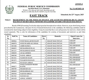 job alert today, FPSC Announces Screening Test Result for Finance & Accounts Officer 17 job alert today, FPSC Announces Screening Test Result for Finance & Accounts Officer